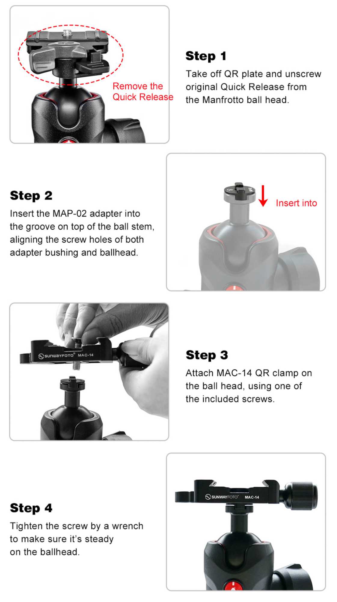 Manfrotto Balhoofd adapter raised top - Afbeelding 6